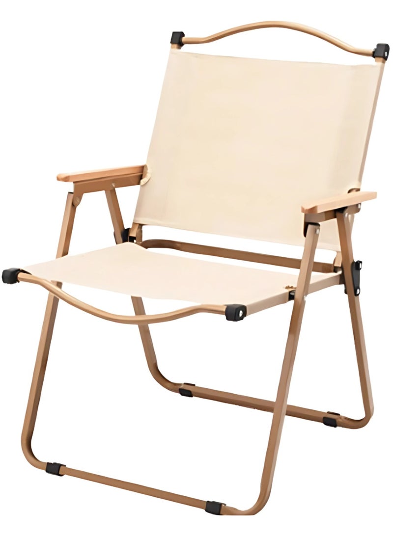 Portable Folding Camping Chair Beige, Lightweight Folding Chair for Outdoor Enthusiasts