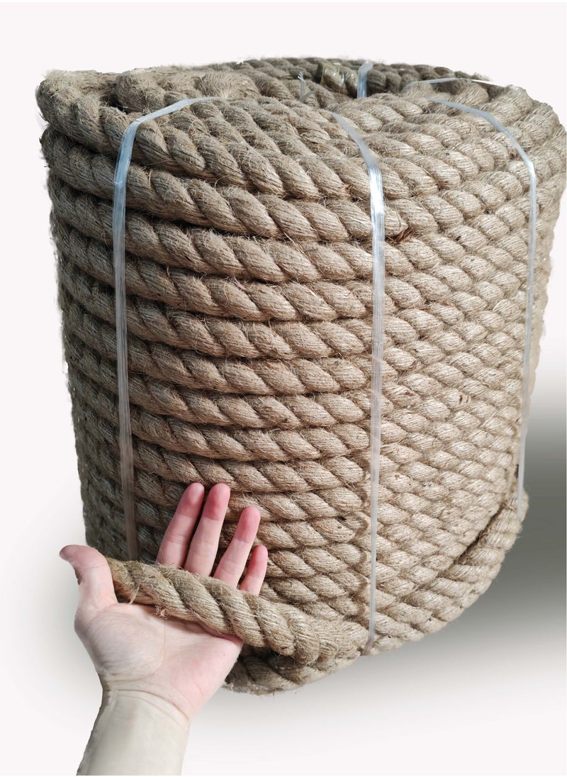 Jute Rope,25mm Thick,91.44m,Strong Hemp Twine Cord For DIY Crafts, Decoration, Gift Wrapping, Garden, Hanging and Packing And Pets Eco Friendly Durable Utility Rope