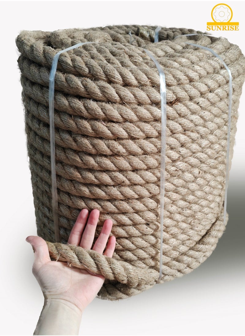 Jute Rope,25mm Thick,91.44m,Strong Hemp Twine Cord For DIY Crafts, Decoration, Gift Wrapping, Garden, Hanging and Packing And Pets Eco Friendly Durable Utility Rope