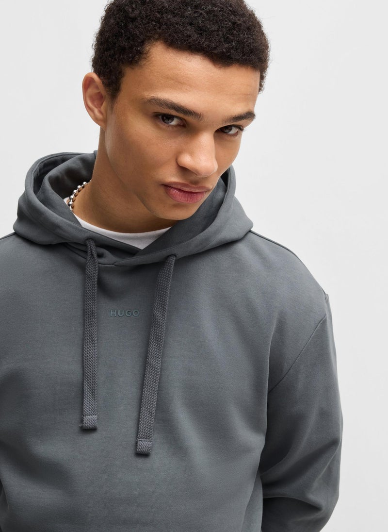 Cotton-terry relaxed-fit hoodie with logo print