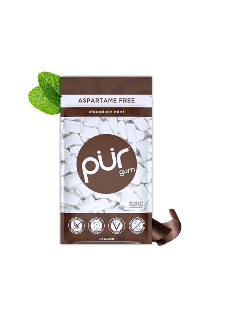 Aspartame Free Chewing Gum  100% Xylitol  Natural Chocolate Mint Flavored Gum, 55 Pieces (Pack of 1)