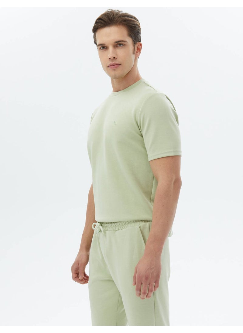 Light Green Plain Crew Neck T-Shirt