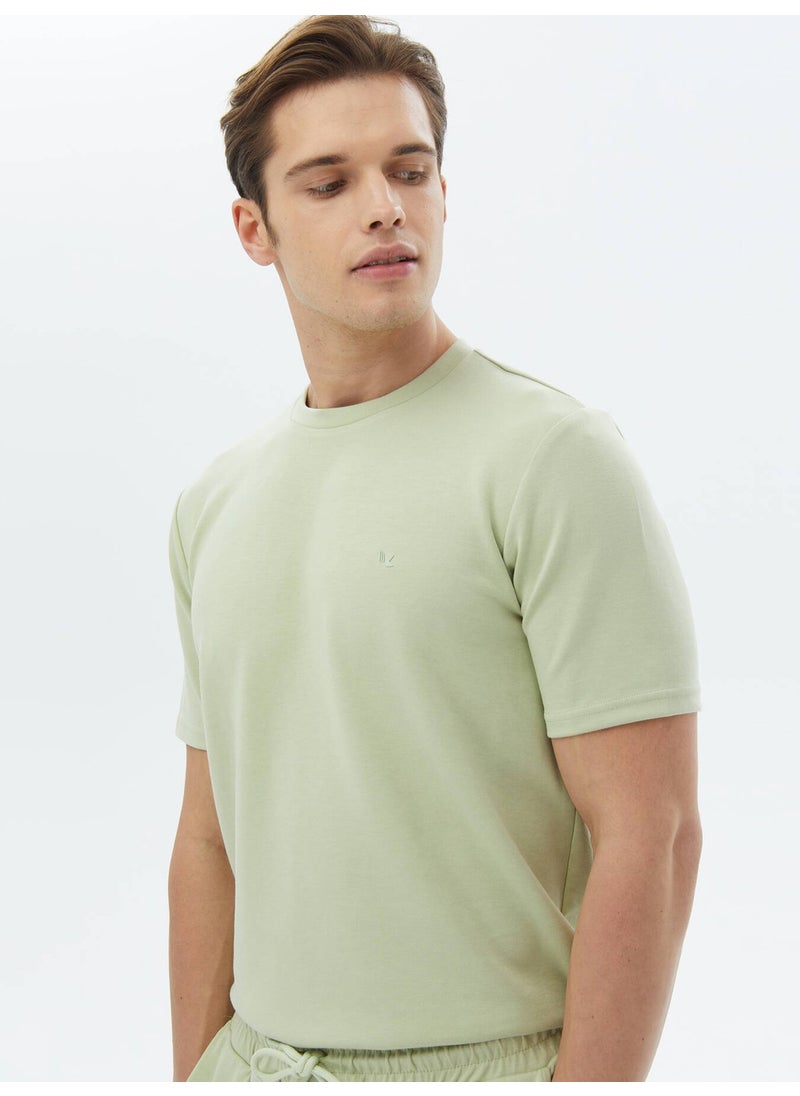 Light Green Plain Crew Neck T-Shirt