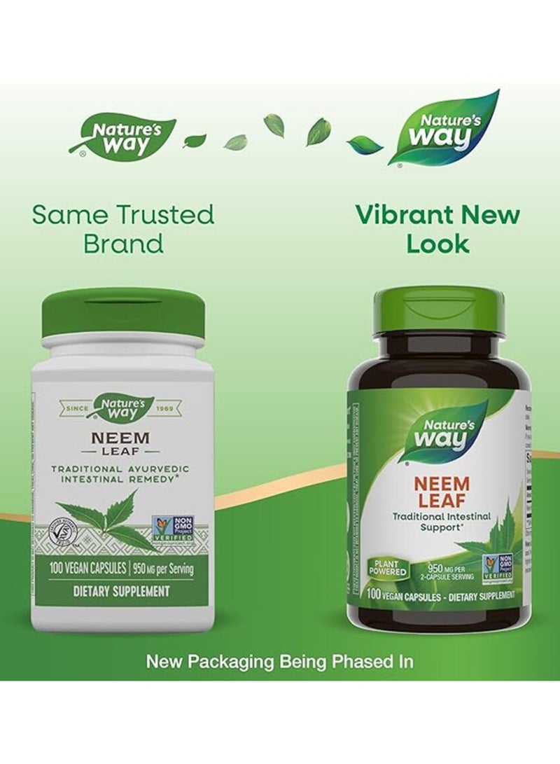 Dietary Supplement  Premium Herbal Neem Leaf 950 Mg - 100 Capsules