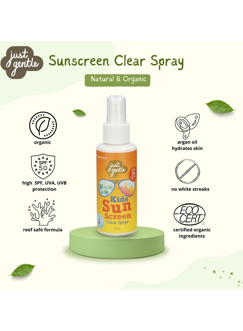 Just Gentle Kids Sunscreen Clear Spray SPF 50 PA+++ Reef Safe Non Nano - Reef safe & Ocean friendly. Suitable for kids 3 years +