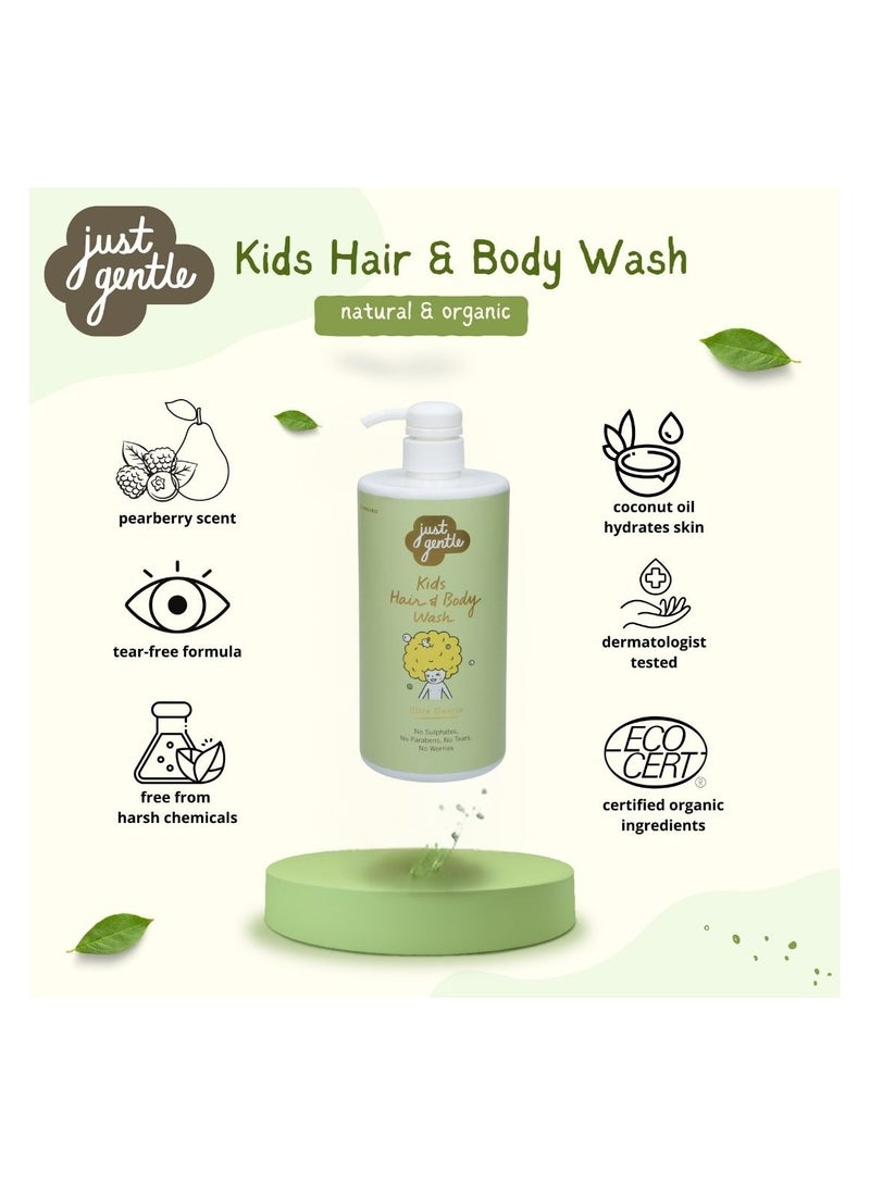 Just Gentle - Kids Shampoo Wash, Ultra Gentle - 99% Natural Ingredients, Tear-Free, Nourishing Aloe Vera & Chamomile, 900ml - Suitable for age 6 months+