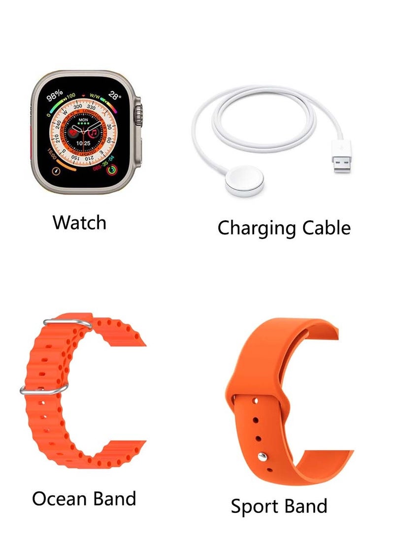 Smart Watch Ultra 49mm AMOLED Screen with Two Set Strap and Wireless Charger For Men's and Boys