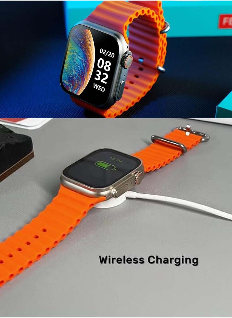 Smart Watch Ultra 49mm AMOLED Screen with Two Set Strap and Wireless Charger For Men's and Boys