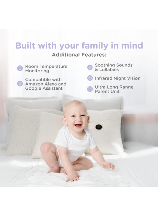 Hubble Connected Nursery Pal Glow+ - Smart Baby Monitor For Infants/Babies With Wireless Security Video Camera For Nursery - 5 Inch Full Hd Parent Unit, 2 - Way Talk, Sleep Trainer,Infrared Night Vision - White