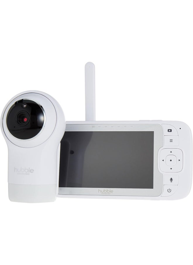 Hubble Connected Nursery Pal Glow+ - Smart Baby Monitor For Infants/Babies With Wireless Security Video Camera For Nursery - 5 Inch Full Hd Parent Unit, 2 - Way Talk, Sleep Trainer,Infrared Night Vision - White