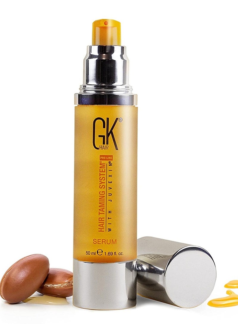 GK HAIR Global Keratin Hair Smoothing Serum (1.69 Fl. Oz/50ml) Organic Argan Oil Hydrating Strength Shine Dry Damaged Repair Anti Frizz Moistures Nourishment Weightless Styling All Hair Types