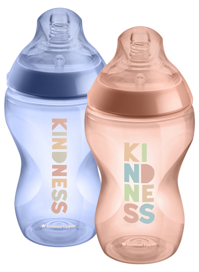 Natural Start Baby Feeding Bottles 2x340ml – Breast-Like Teat, Anti-Colic Valve, Soft Silicone Nipple – Large Milk Bottles for Newborns, Infants & Toddlers – POND Design
