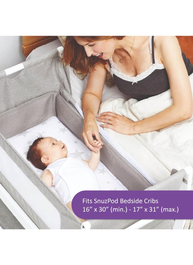 Pack of 2 Crib Fitted Sheets, Design Ed To Fit Pod Bedside Cribs, 100% Cotton, Infant And Baby, Patternstar, Fitted Sheet Size 44 X 80Cm