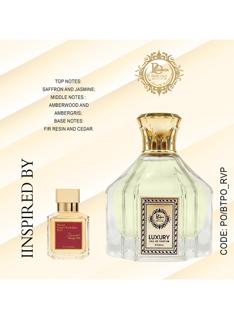 PARO LUXURY I PO I TP I RVP I INSPIRED BY BACCARAT ROUGE 540 I ORIENTAL PERUFUMES I Oriental Floral fragrance for women and men I woody I amber I