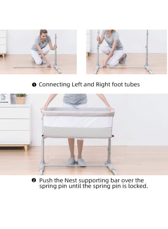 RONBEI - baby bedside crib, With Music Function And Toys, Adjustable & Portable, for Infant For Baby Boy & Girl.