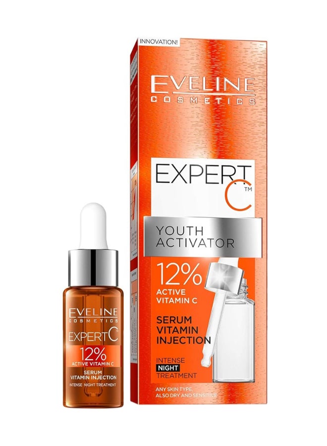 Eveline Cosmetics Expert C 12% Active Vitamin C Serum, Intense Night Treatment For All Skin Types 18ml