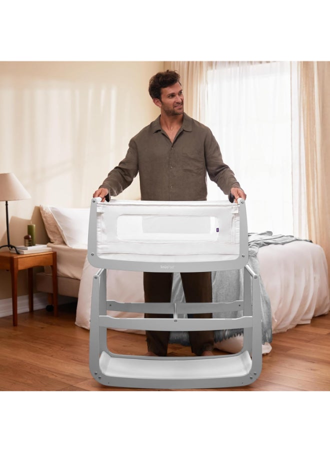 Pod4 Bedside Crib For Infant And Baby, Increased Air Flow For Better Sleep, 3D Breathable Mattress, Machine Washable Liner, Rocking Stand, Suitable From 0 To 6 Months ( L100 X 49 X H95) - Dove