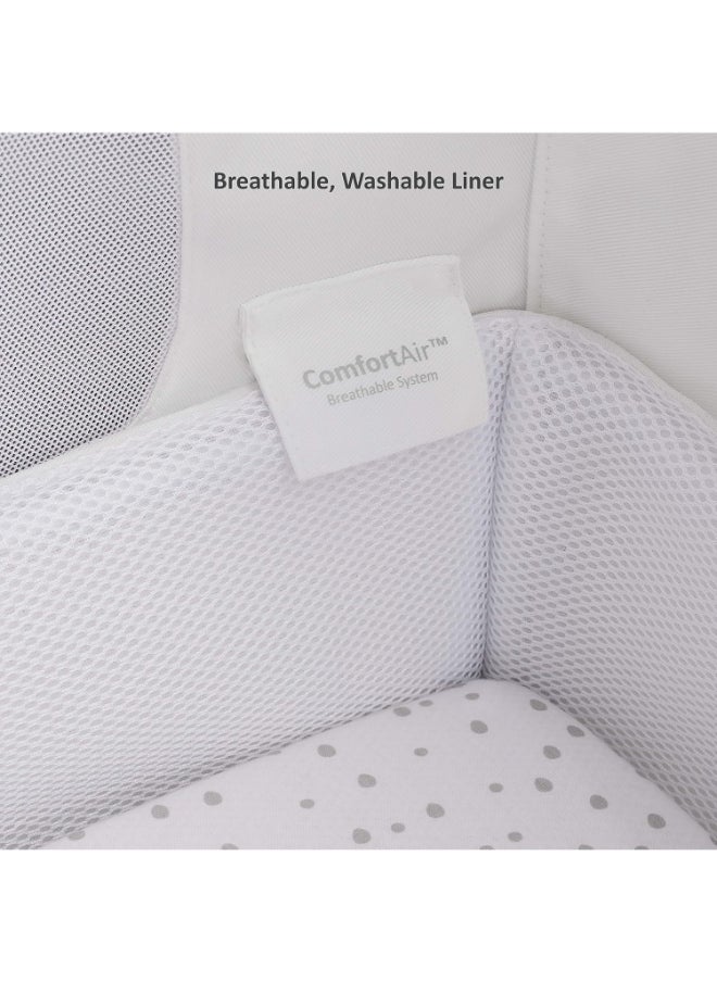 Pod4 Bedside Crib For Infant And Baby, Increased Air Flow For Better Sleep, 3D Breathable Mattress, Machine Washable Liner, Rocking Stand, Suitable From 0 To 6 Months ( L100 X 49 X H95) - Dove