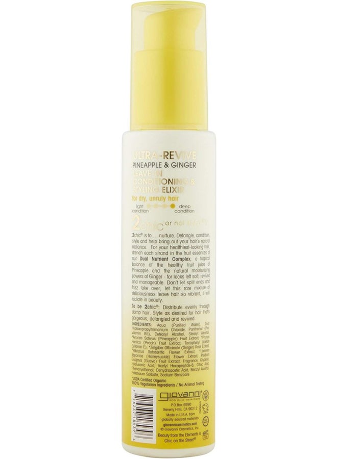 Giovanni 2Chic Ultra-Revive Leave-In Conditioning & Styling Elixir, Infused With Pineapple & Ginger 118ml