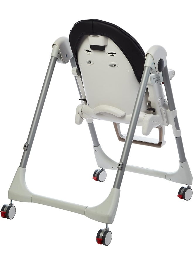 Prima Pappa Follow Me Licorice Highchair – Compact Folding Baby & Toddler Highchair with Recliner, Adjustable to 7 different heights, 5-Point Harness & Wheels, From 0–36 Months, Black