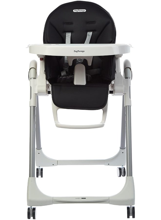 Prima Pappa Follow Me Licorice Highchair – Compact Folding Baby & Toddler Highchair with Recliner, Adjustable to 7 different heights, 5-Point Harness & Wheels, From 0–36 Months, Black