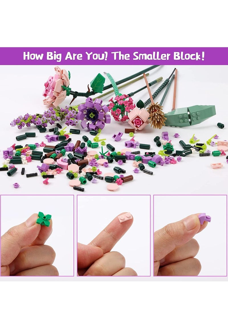 Mini Bricks Flower Bouquet Building Sets, Artificial Flowers, DIY Unique Decoration Home, 547 Pieces Botanical Collection for Ages 8-12 yrs Old Girl for Gift(547 Pieces)