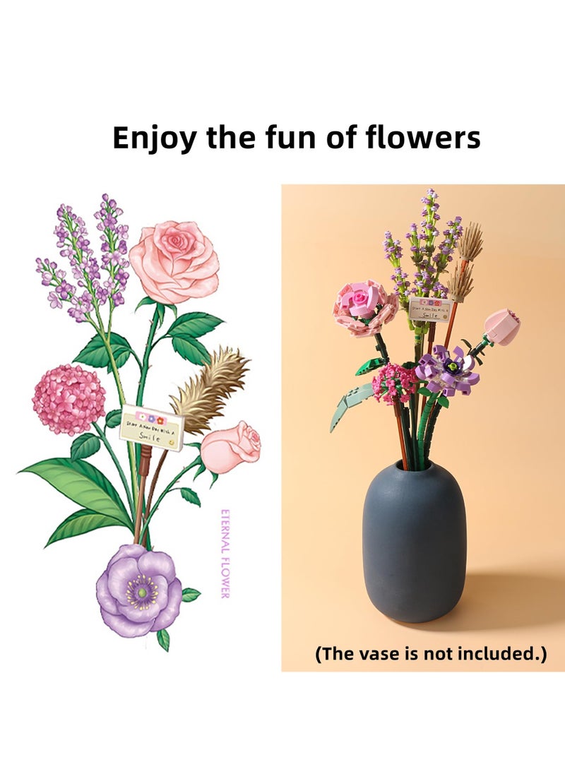 Mini Bricks Flower Bouquet Building Sets, Artificial Flowers, DIY Unique Decoration Home, 547 Pieces Botanical Collection for Ages 8-12 yrs Old Girl for Gift(547 Pieces)