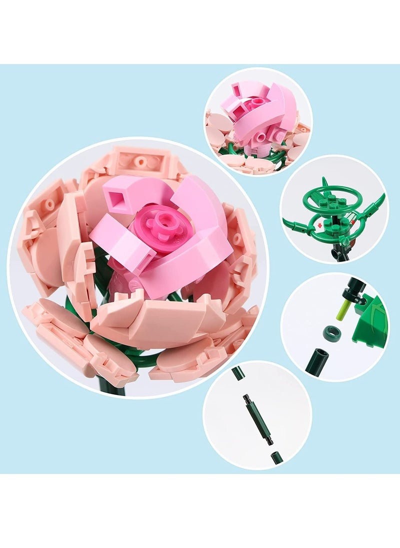 Mini Bricks Flower Bouquet Building Sets, Artificial Flowers, DIY Unique Decoration Home, 547 Pieces Botanical Collection for Ages 8-12 yrs Old Girl for Gift(547 Pieces)