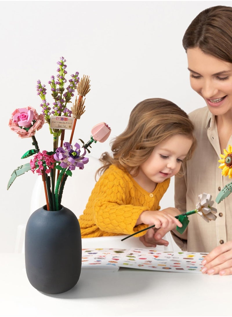 Mini Bricks Flower Bouquet Building Sets, Artificial Flowers, DIY Unique Decoration Home, 547 Pieces Botanical Collection for Ages 8-12 yrs Old Girl for Gift(547 Pieces)