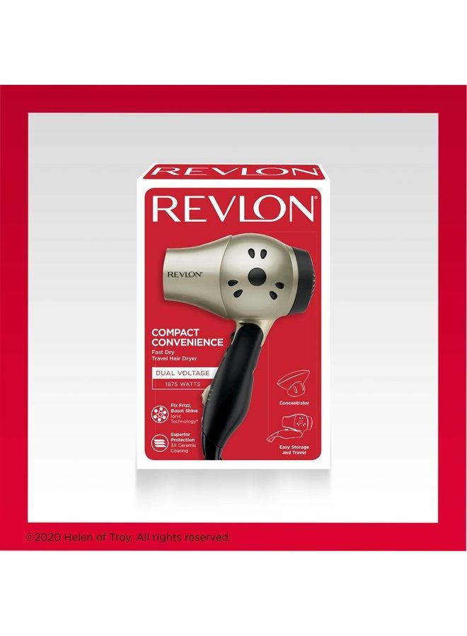 Revlon 1875W Compact Folding Handle Hair Dryer | Great for Travel