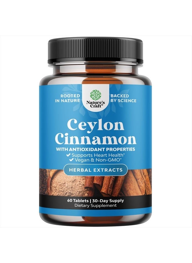 Organic Ceylon Cinnamon Tablets 1000mg - Organic Ceylon Cinnamon Powder Memory Supplement for Brain Support - Non GMO Organic Cinnamon Pills for Heart Health and Organic Immune System Booster