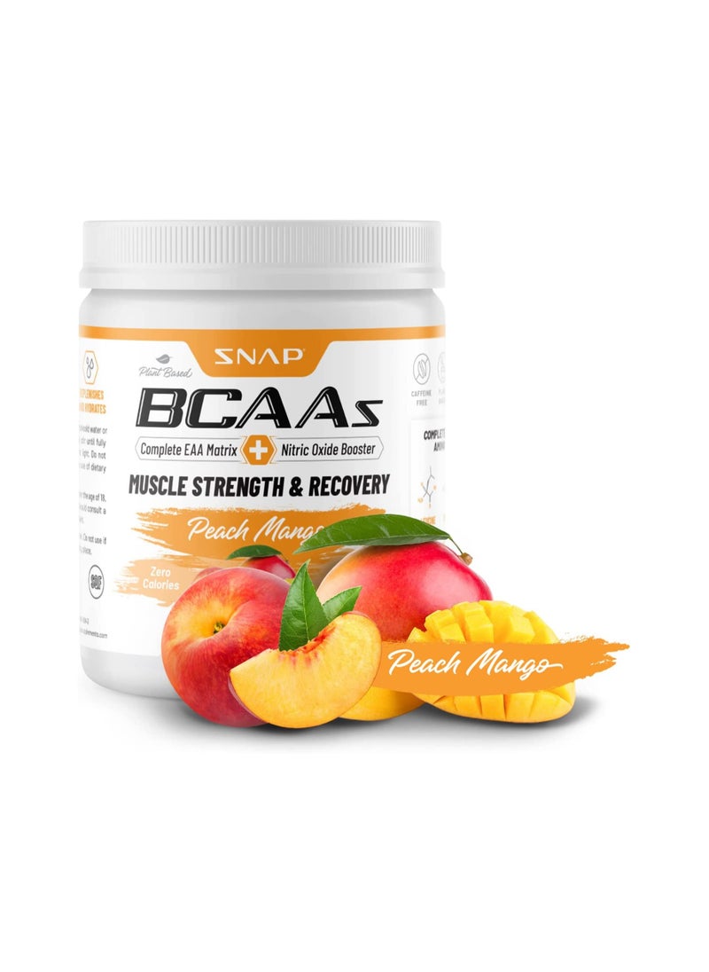BCAAs Muscle Strength and Recovery -Zero suger Naturally Sweetened Suppors Quick  Recovery,Promotes Strength Replenishes and Hydrates Peach Mango Dietary Suppiement NT WT 9.77 Oz (277g)
