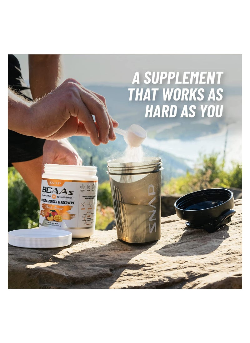 BCAAs Muscle Strength and Recovery -Zero suger Naturally Sweetened Suppors Quick  Recovery,Promotes Strength Replenishes and Hydrates Peach Mango Dietary Suppiement NT WT 9.77 Oz (277g)