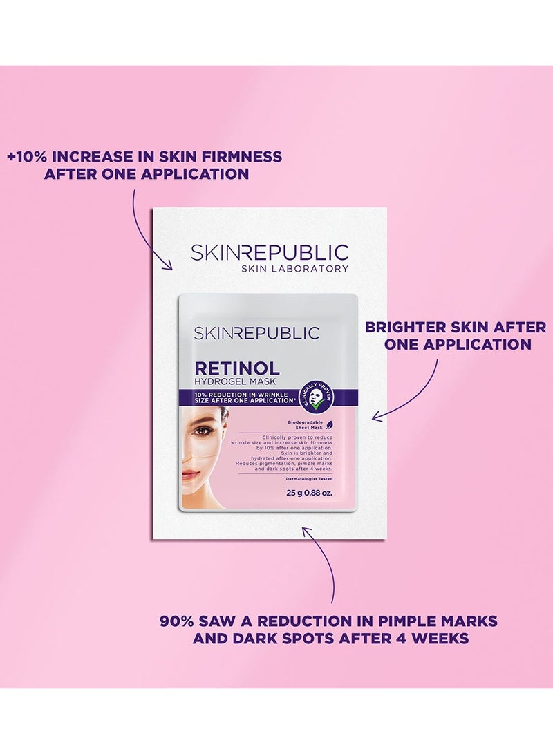 Anti-Aging Retinol Face Mask Sheet (10 Masks) with Niacinamide & Rice Water – Reduces Wrinkles, Pigmentation, Dark Spots & Pimple Marks, Improves Firmness, Brightens & Hydrates Skin