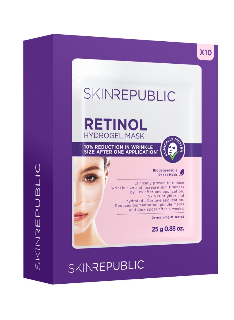Anti-Aging Retinol Face Mask Sheet (10 Masks) with Niacinamide & Rice Water – Reduces Wrinkles, Pigmentation, Dark Spots & Pimple Marks, Improves Firmness, Brightens & Hydrates Skin