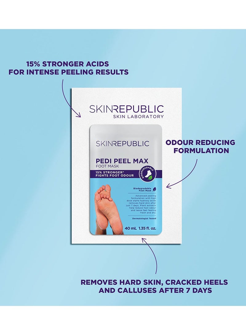 Pedi Peel Foot Mask (3 Pairs) – Exfoliating Foot Mask with AHA, Tannic Acid & Ginkgo Biloba, Removes Hard Skin, Cracked Heels & Calluses in 7 Days, Fights Odour, Smooths & Repairs Skin