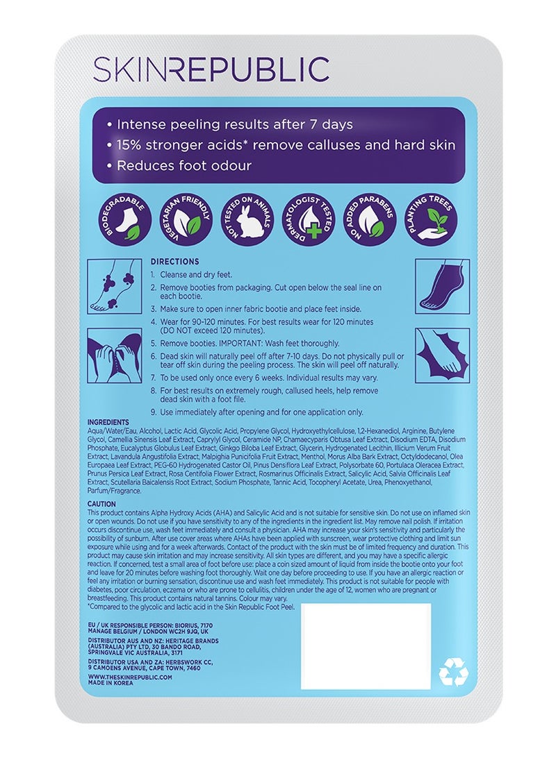 Pedi Peel Foot Mask (3 Pairs) – Exfoliating Foot Mask with AHA, Tannic Acid & Ginkgo Biloba, Removes Hard Skin, Cracked Heels & Calluses in 7 Days, Fights Odour, Smooths & Repairs Skin