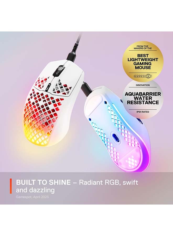 Aerox 3 Snow (2022) - Super Light Gaming Mouse - 8,500 Cpi Truemove Core Optical Sensor - Ultra-Lightweight 59G Water Resistant Design