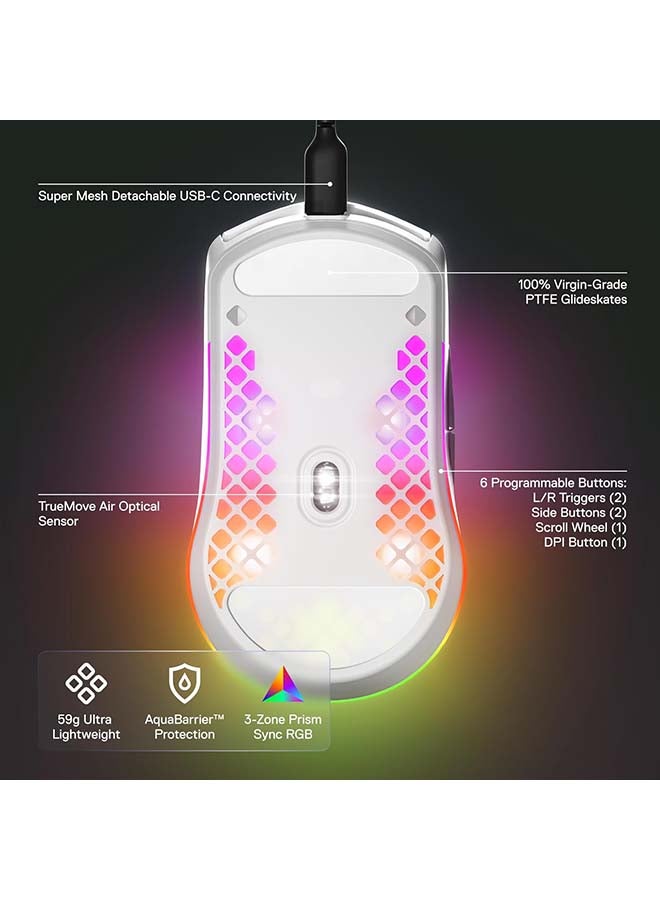 Aerox 3 Snow (2022) - Super Light Gaming Mouse - 8,500 Cpi Truemove Core Optical Sensor - Ultra-Lightweight 59G Water Resistant Design