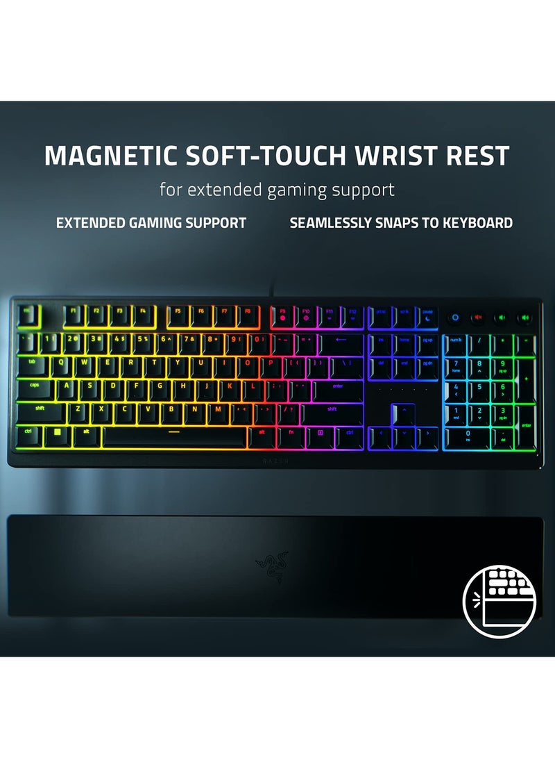 Ornata V3 Gaming Keyboard: Low-Profile Keys - Mecha-Membrane Switches - 10-Zone RGB Lighting - Spill-Resistant - Magnetic Wrist Wrest - Classic Black