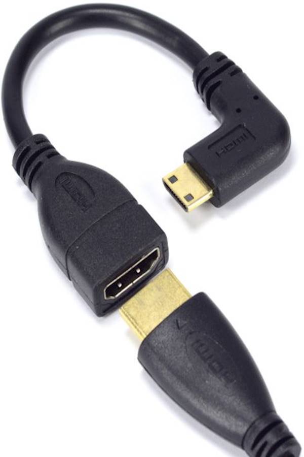 Nanotek Left Angle Mini Hdmi Male To Standard Hdmi Female Cable Converter Black