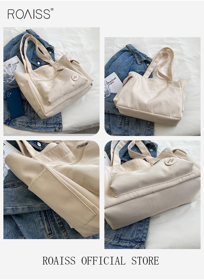 Women's Canvas Bag Large Capacity One Shoulder Messenger Tote Bag Casual Solid Color Versatile Work Commuting