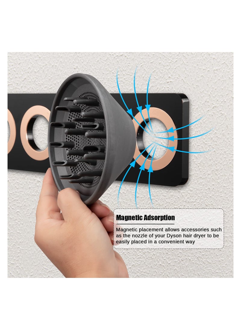 SYOSI Hair Dryer Holder, Acrylic Wall Mount Bracket Stand Storage Rack Organizer Fits for Dyson Supersonic Hair Blow Dryer, Space Organizer for Bathroom/Bedroom/Washroom Black