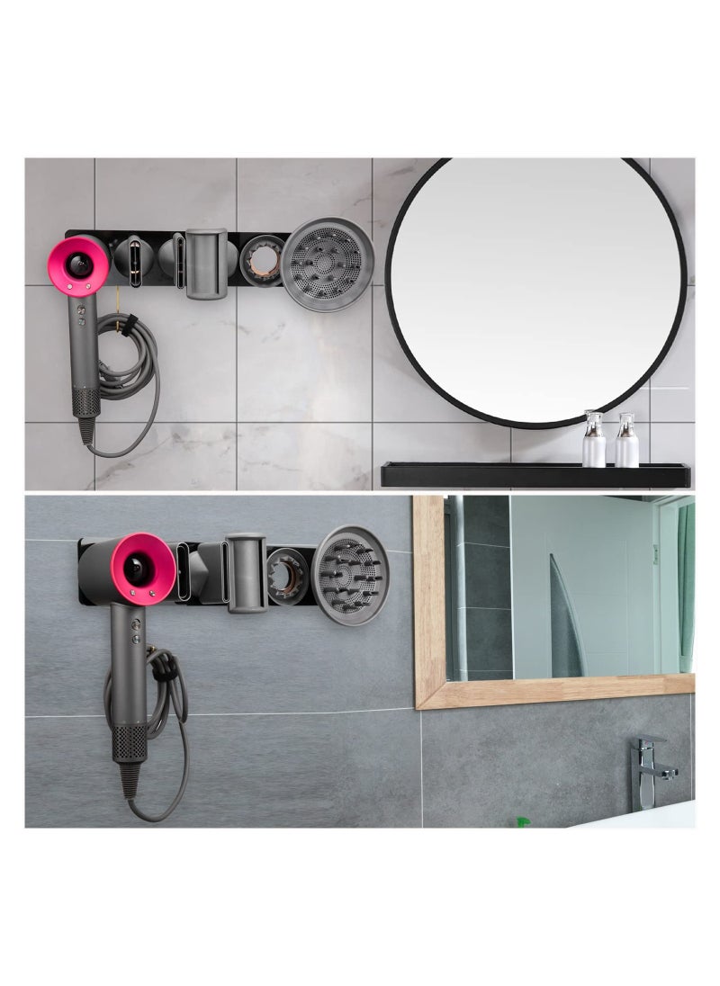 SYOSI Hair Dryer Holder, Acrylic Wall Mount Bracket Stand Storage Rack Organizer Fits for Dyson Supersonic Hair Blow Dryer, Space Organizer for Bathroom/Bedroom/Washroom Black