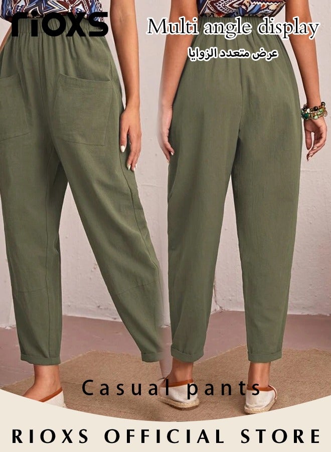 Women Casual Pant Regular Fit Basic Trousers With Front Pockets For Work And Daily