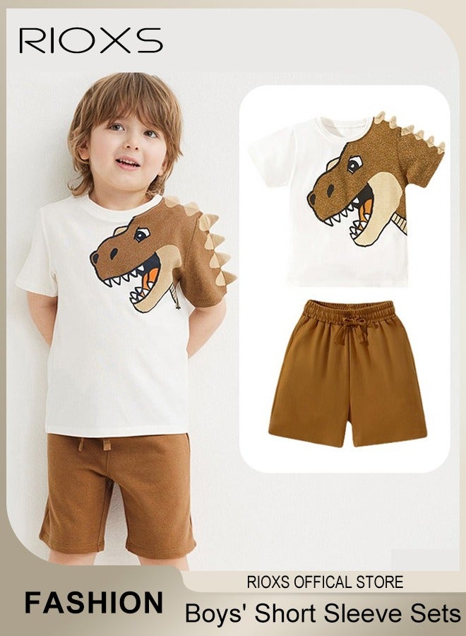 Kids Boys Top and Short Sets Kids Short Sleeve Shirt Short Pants Suits Breathable 100% Cotton Outfits Summer Playwear