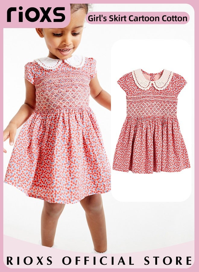 Girls Stylish A-line Dress, Round Neck Sleeveless Sleeve Dress with Adorable Patterns, Wonderful Summer Dresses for Girls, Comfortable to Wear, Suitable for Daily Wear, Vacation and Other Occasions, Great Gift Choice for Girls