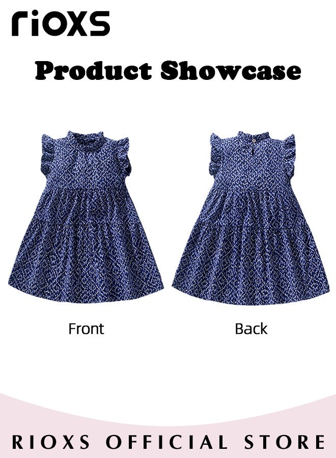 Toddlers Kids Baby Girls Short Sleeve A Line Dress Round Neck Knitted 100% Cotton Princess Summer Dress