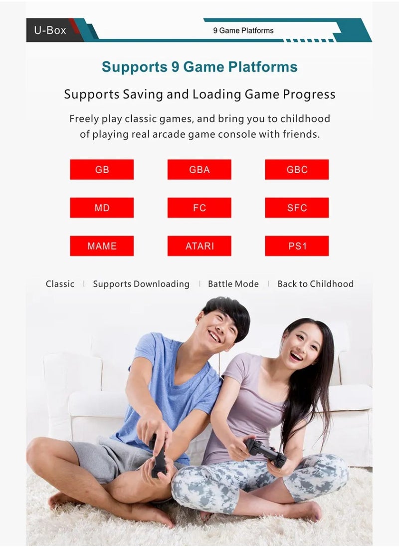 Wireless Retro Game Console Plug And Play Video Game Stick Built In 10000+ Games, 9 Classic Emulators 4K High Definition HDMI Output For Tv With Dual 2.4G Wireless Controllers With 64GB Memory Card