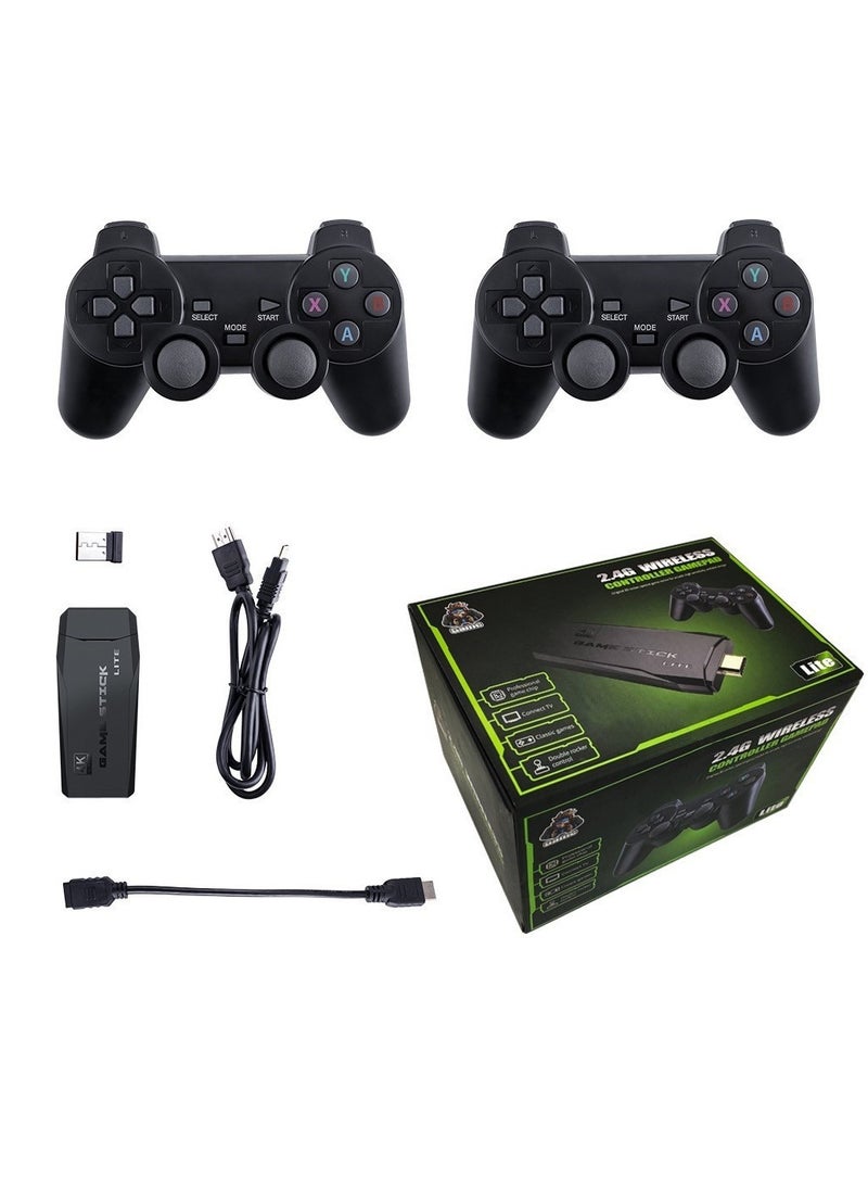 Wireless Retro Game Console Plug And Play Video Game Stick Built In 10000+ Games, 9 Classic Emulators 4K High Definition HDMI Output For Tv With Dual 2.4G Wireless Controllers With 64GB Memory Card